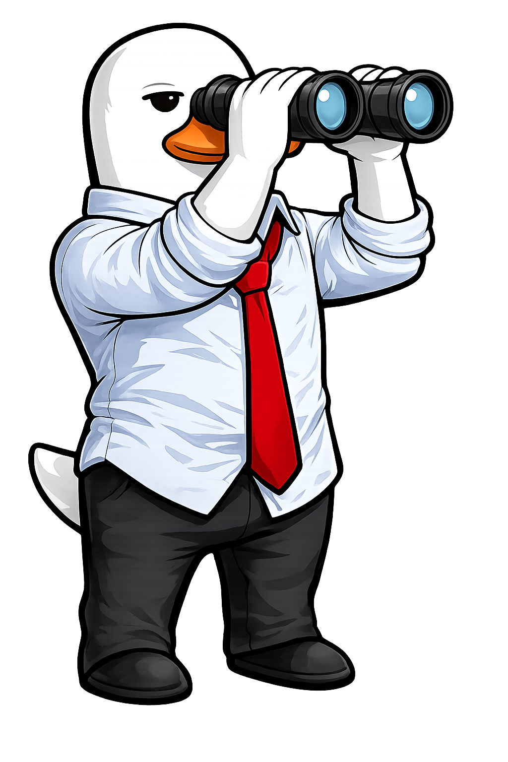 Duck character with telescope illustration